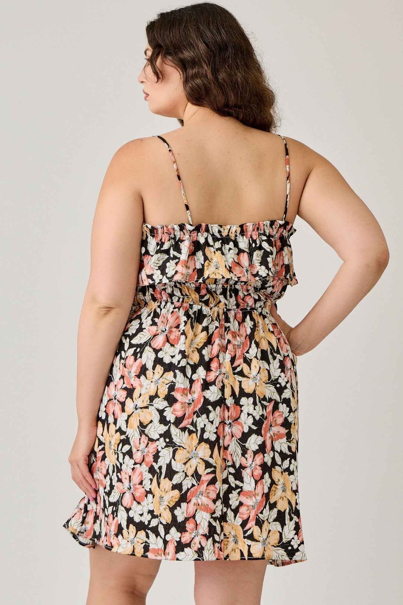 Plus Size Rayon Challis Floral Ruffled Tier Dress - Mr Lou’s Place