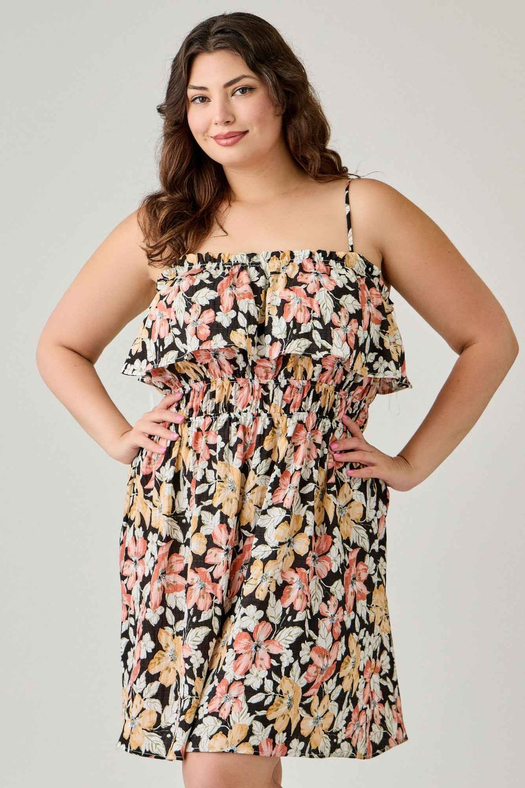 Plus Size Rayon Challis Floral Ruffled Tier Dress - Mr Lou’s Place