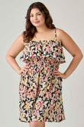 Plus Size Rayon Challis Floral Ruffled Tier Dress - Mr Lou’s Place