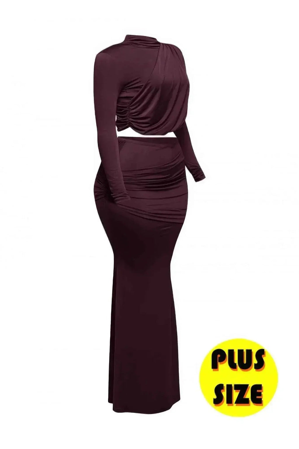 Plus Size Shirring Detailed Top & Long Skirt Set - Mr Lou’s Place