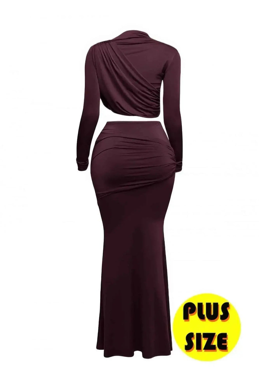Plus Size Shirring Detailed Top & Long Skirt Set - Mr Lou’s Place