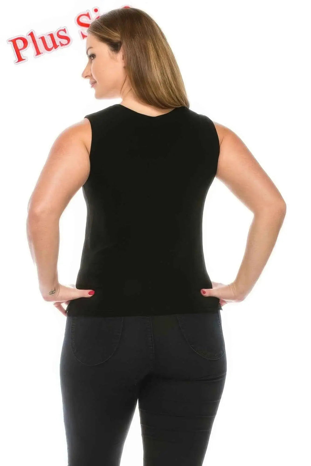 Plus Size Sleeveless Round Neck Tank - Mr Lou’s Place