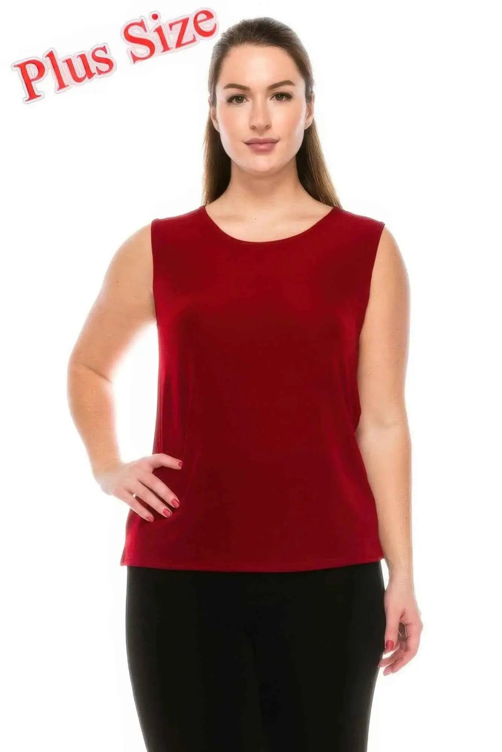 Plus Size Sleeveless Round Neck Tank - Mr Lou’s Place