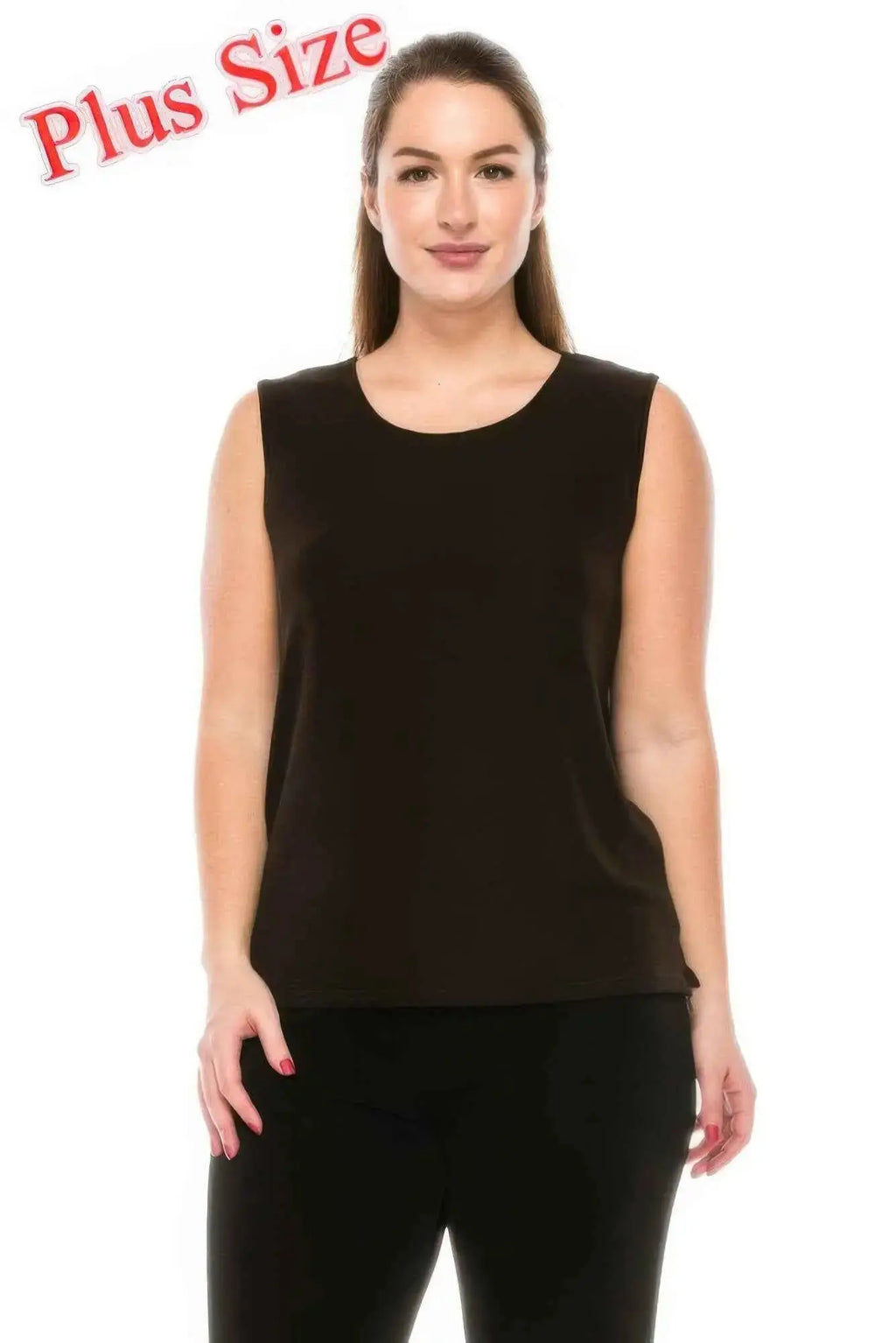 Plus Size Sleeveless Round Neck Tank - Mr Lou’s Place