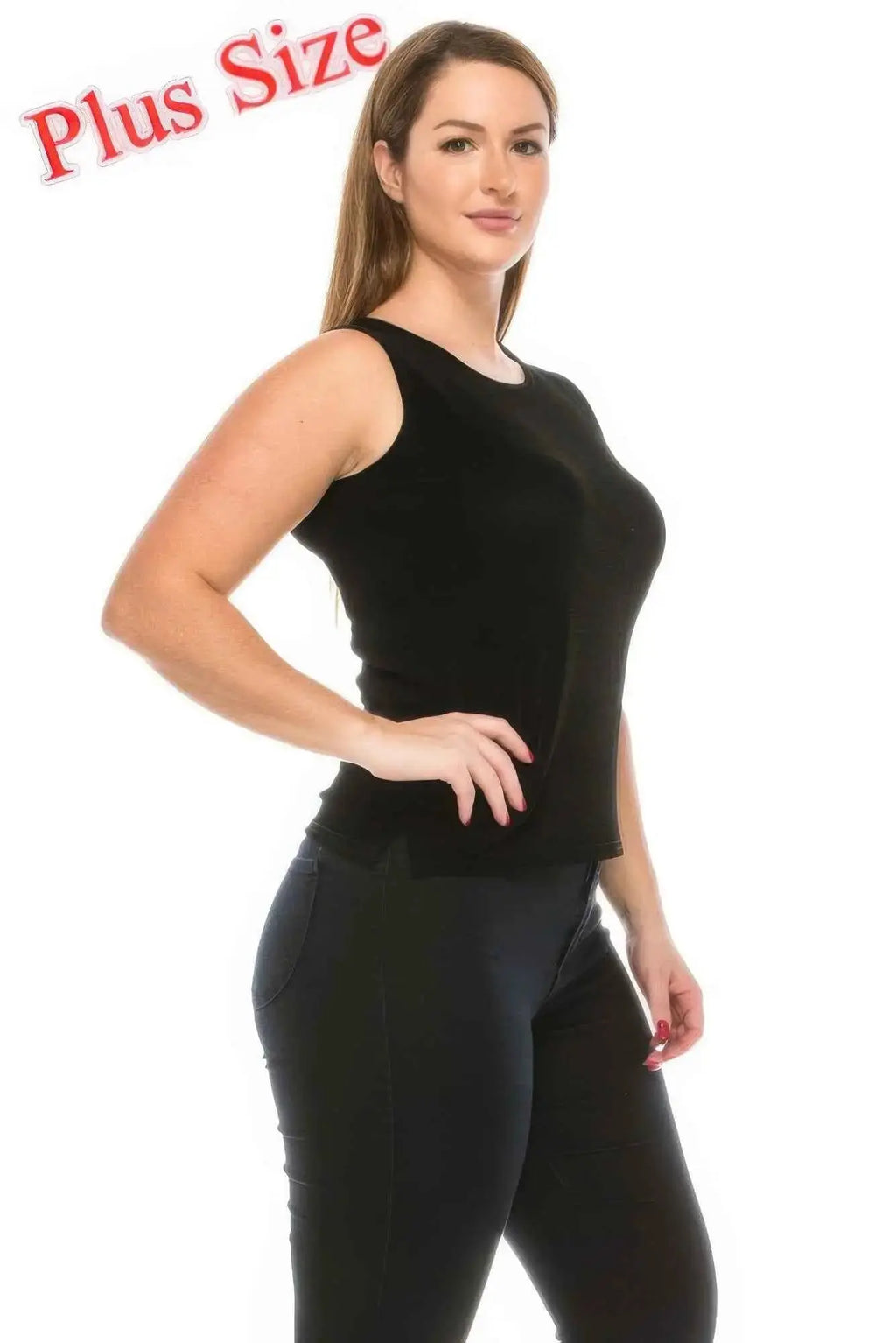 Plus Size Sleeveless Round Neck Tank - Mr Lou’s Place