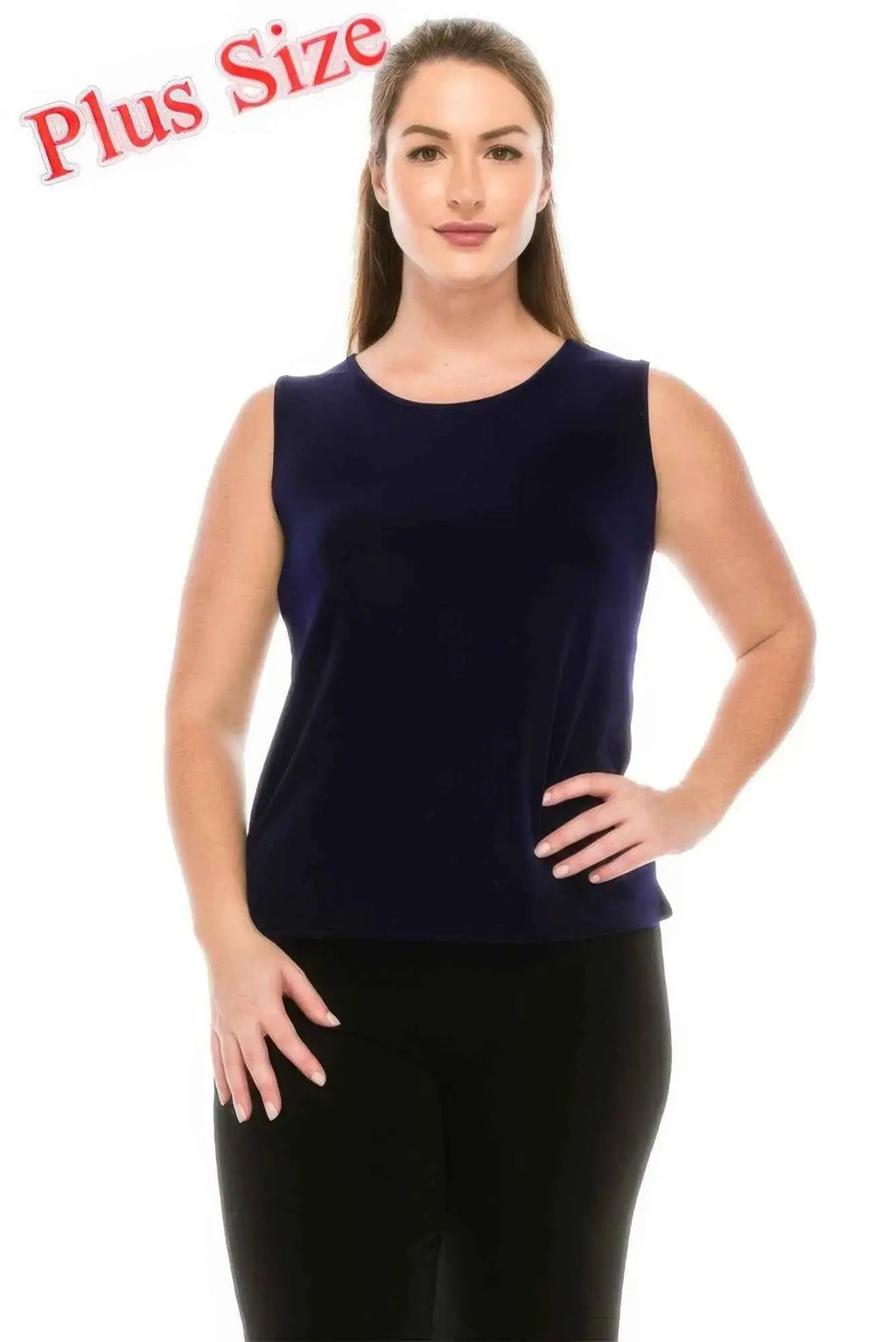 Plus Size Sleeveless Round Neck Tank - Mr Lou’s Place