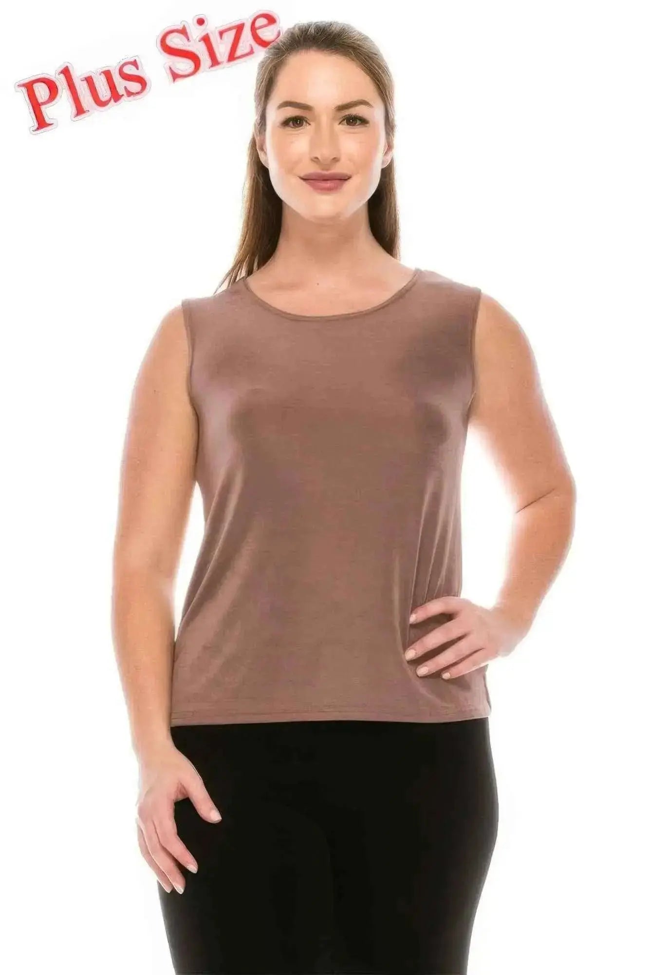 Plus Size Sleeveless Round Neck Tank - Mr Lou’s Place