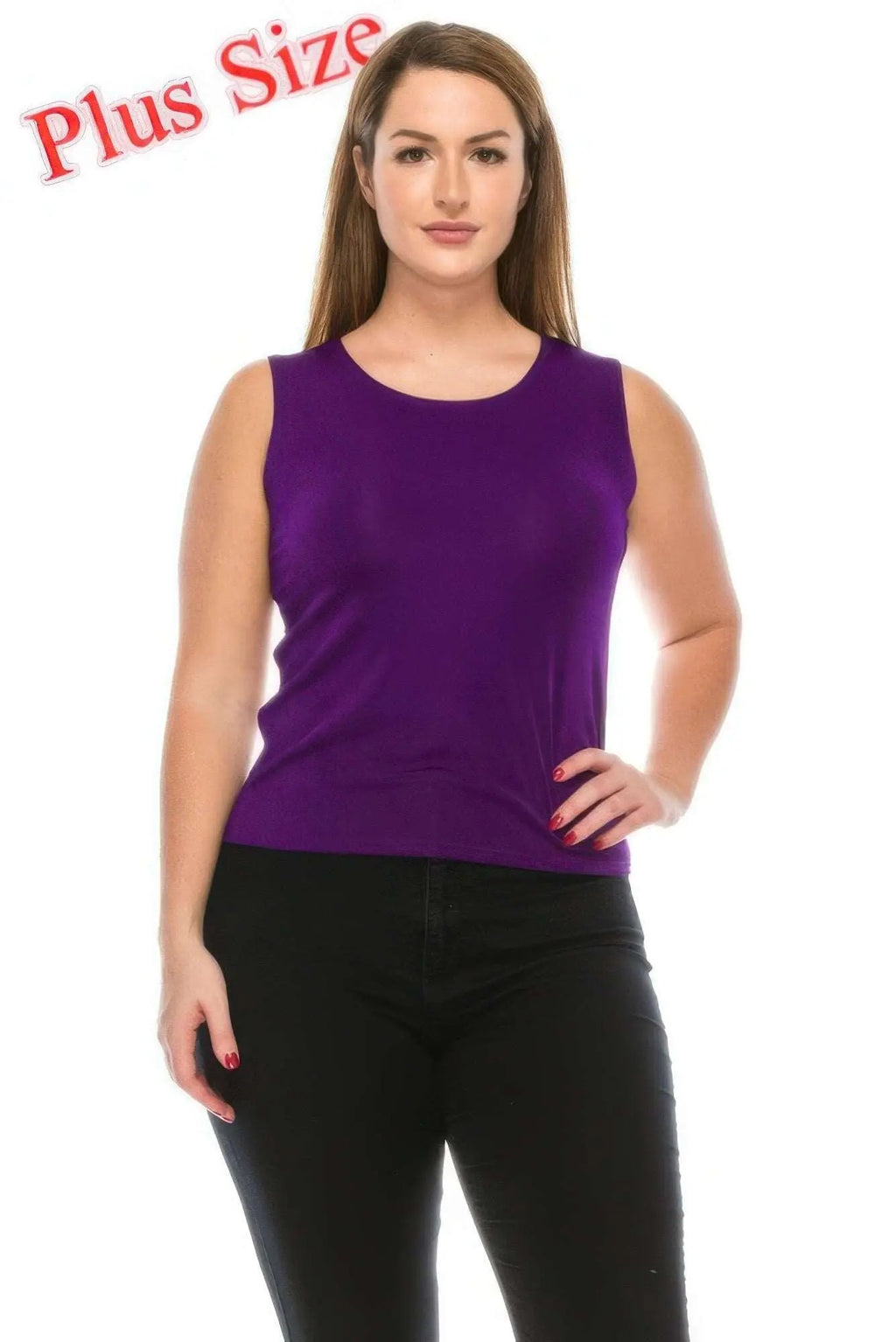 Plus Size Sleeveless Solid Tank Top - Mr Lou’s Place