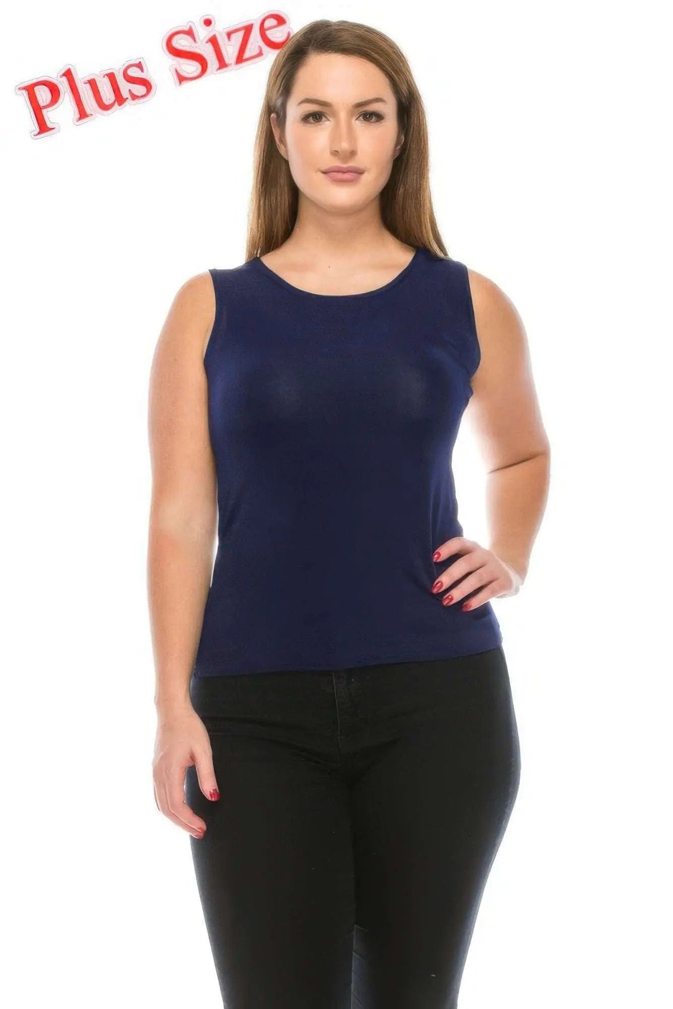 Plus Size Sleeveless Solid Tank Top - Mr Lou’s Place