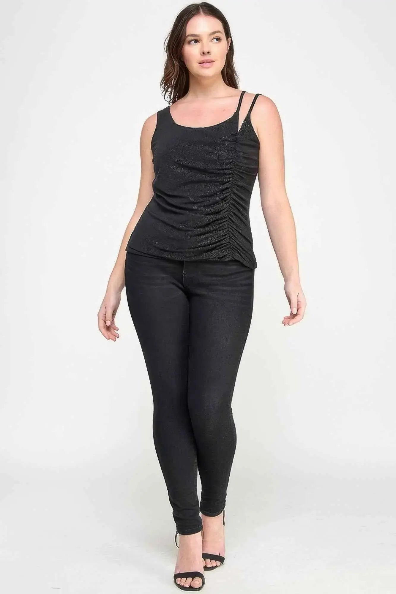 Plus Size Sleeveless Top With Subtle Shimmer - Mr Lou’s Place