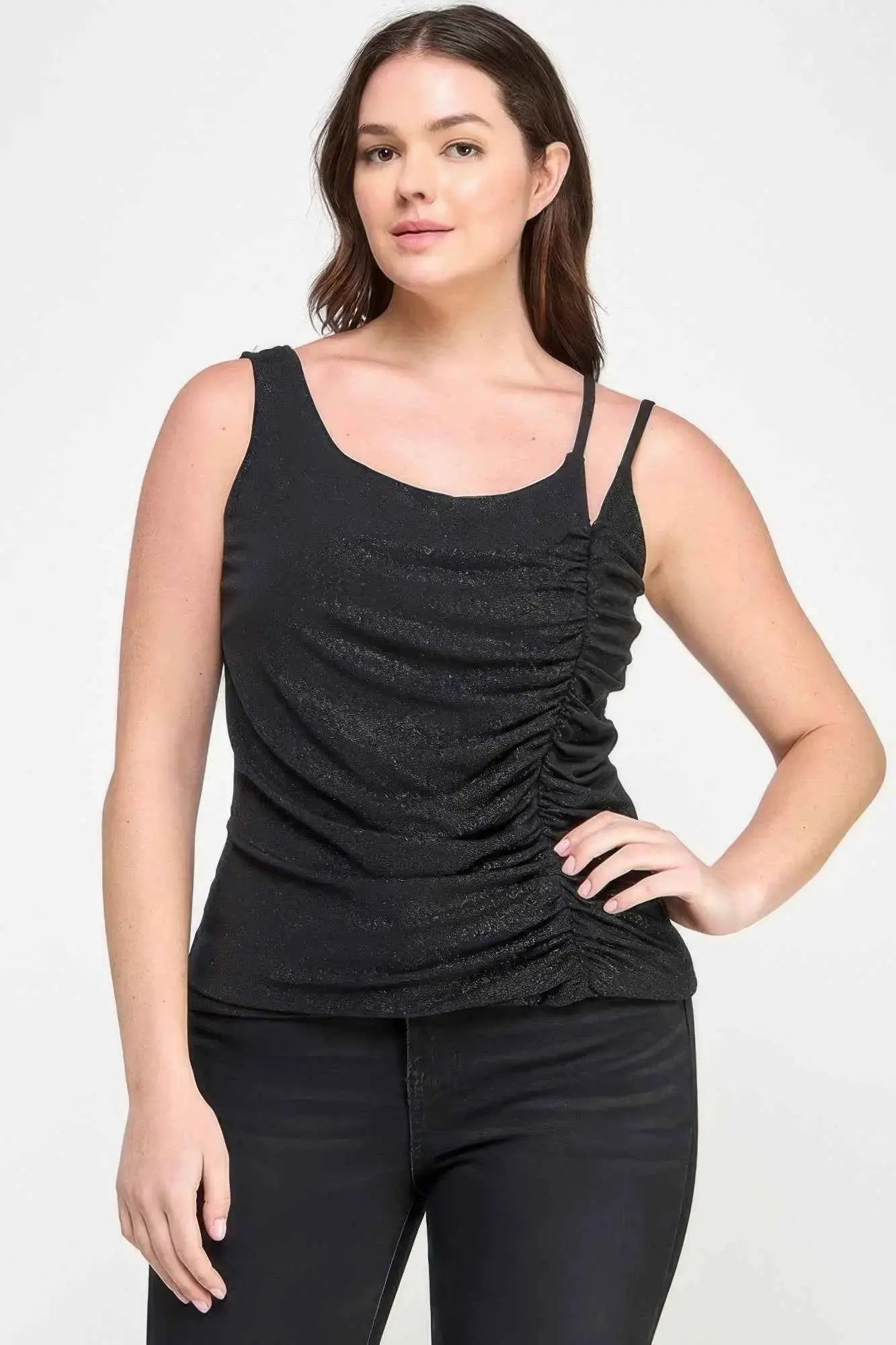 Plus Size Sleeveless Top With Subtle Shimmer - Mr Lou’s Place