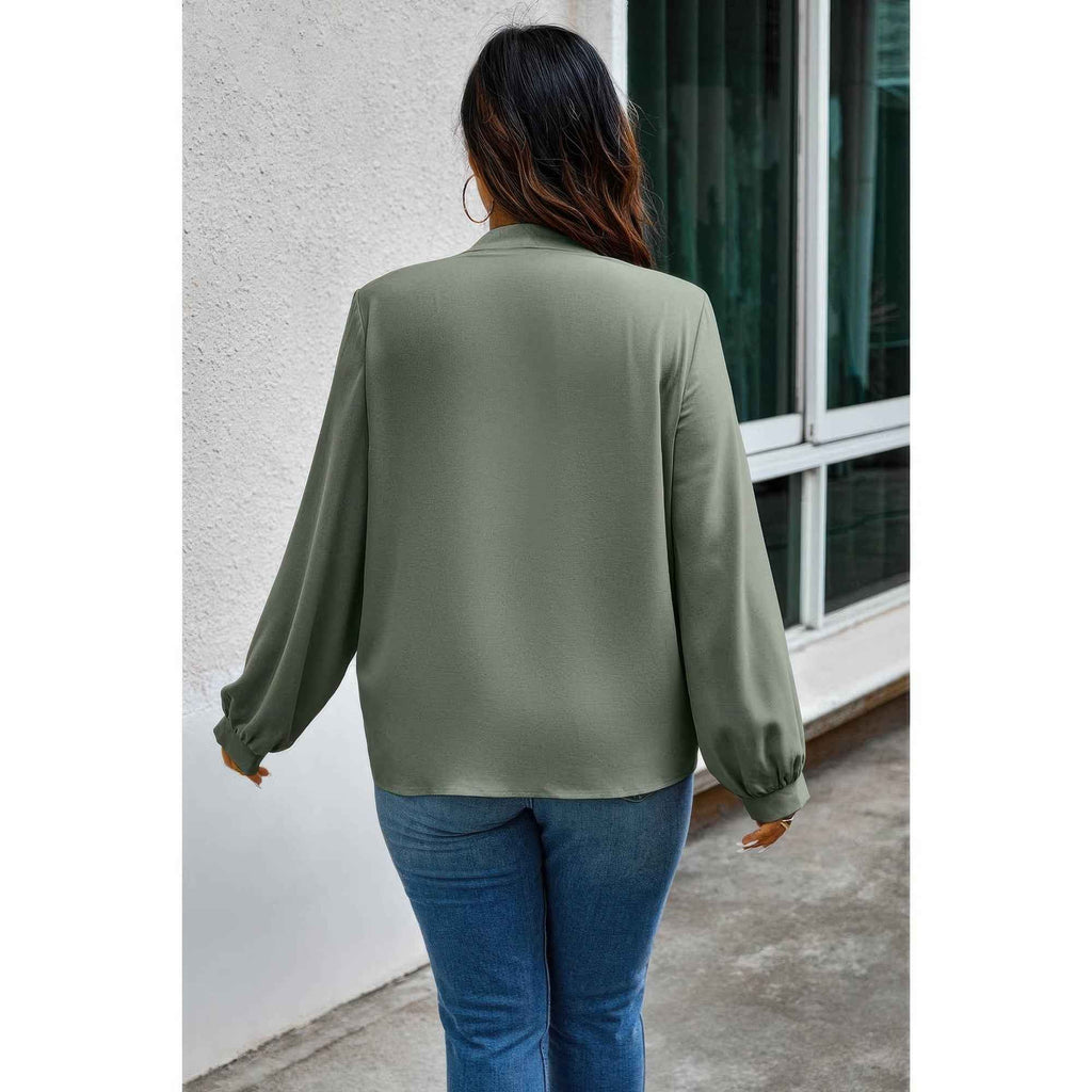 Plus Size Solid Ruched Knot Loose Fit Top - Mr Lou’s Place