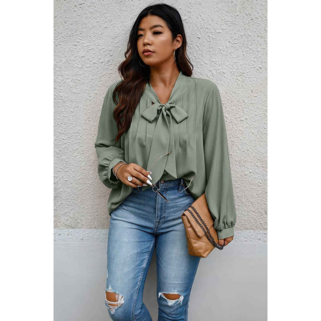 Plus Size Solid Ruched Knot Loose Fit Top - Mr Lou’s Place