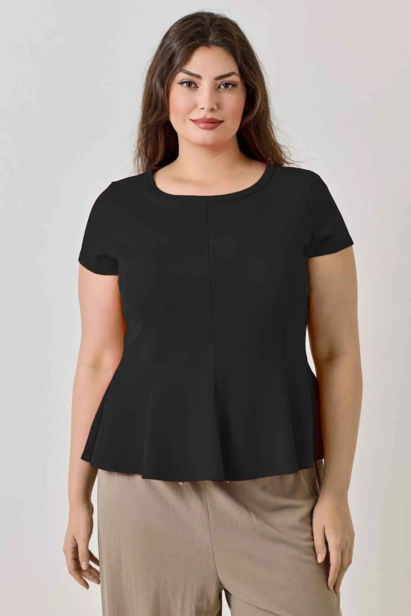 Plus Size Ss Scuba Crepe Peplum Top - Mr Lou’s Place