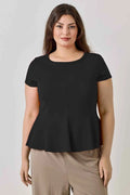 Plus Size Ss Scuba Crepe Peplum Top - Mr Lou’s Place