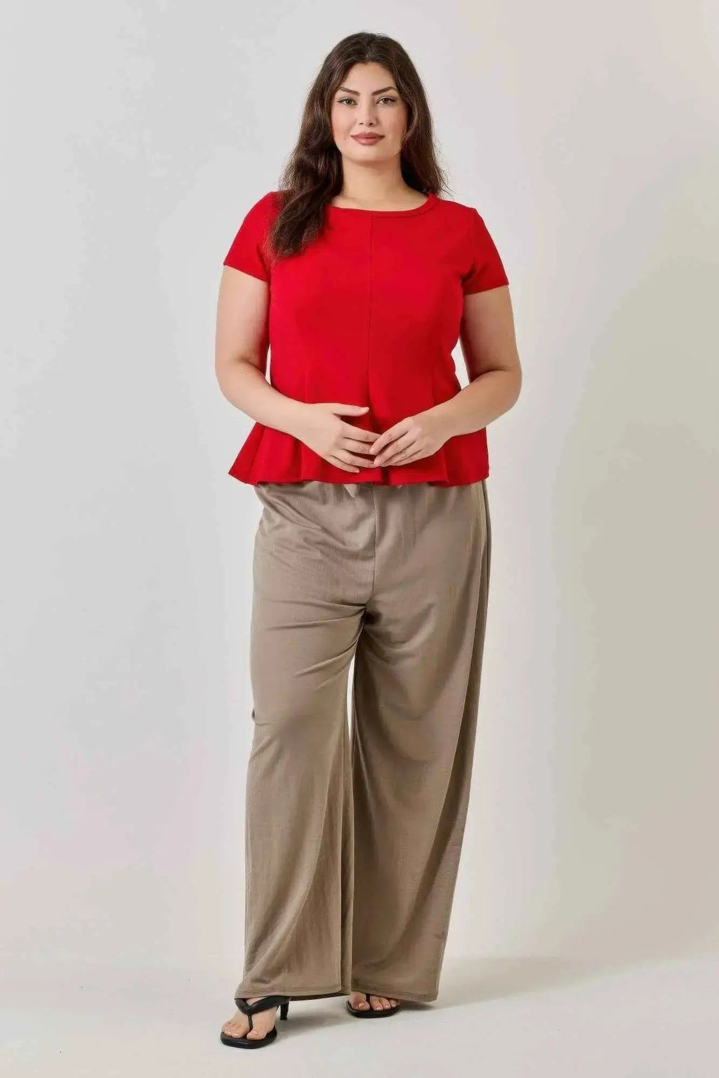 Plus Size Ss Scuba Crepe Peplum Top - Mr Lou’s Place