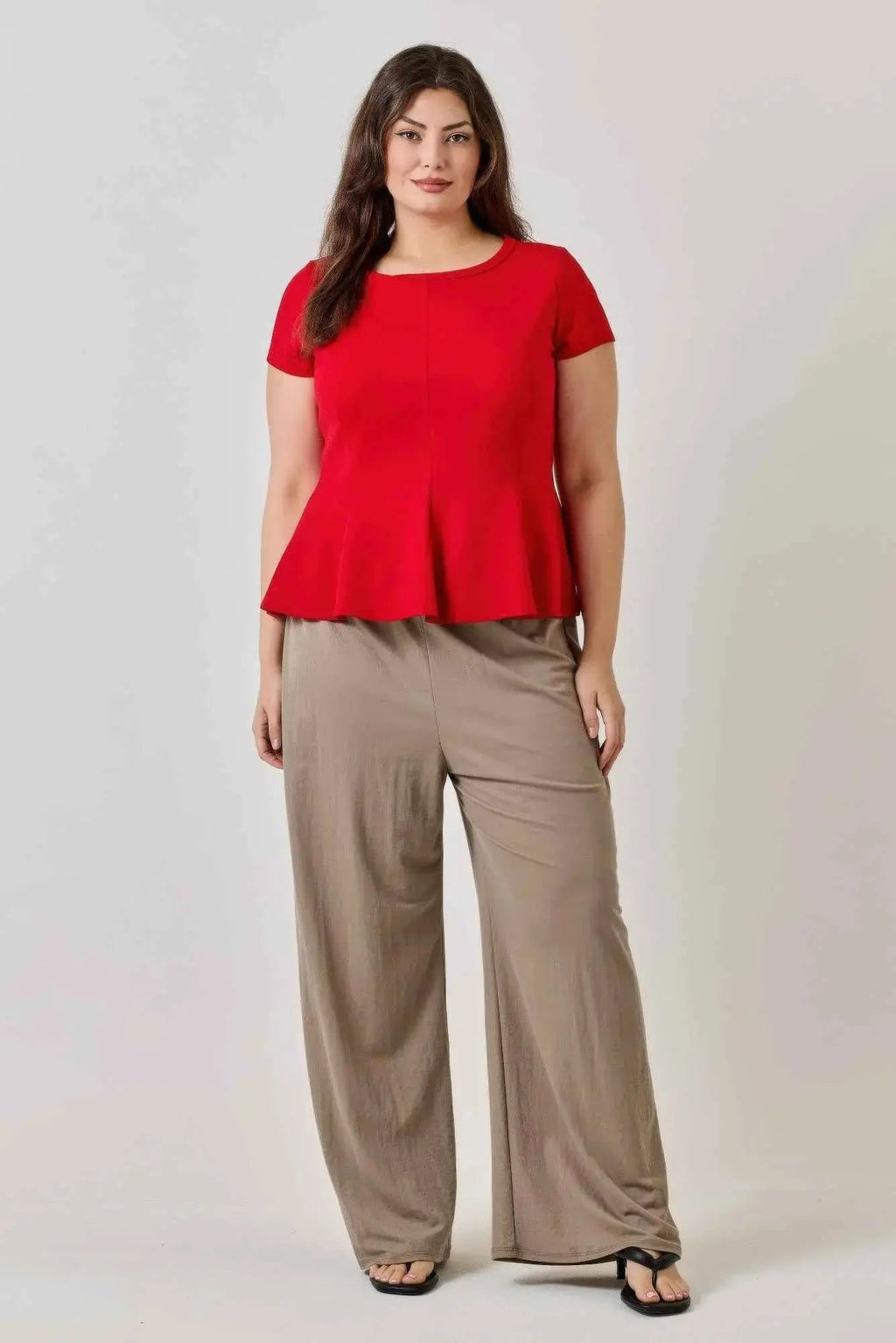 Plus Size Ss Scuba Crepe Peplum Top - Mr Lou’s Place