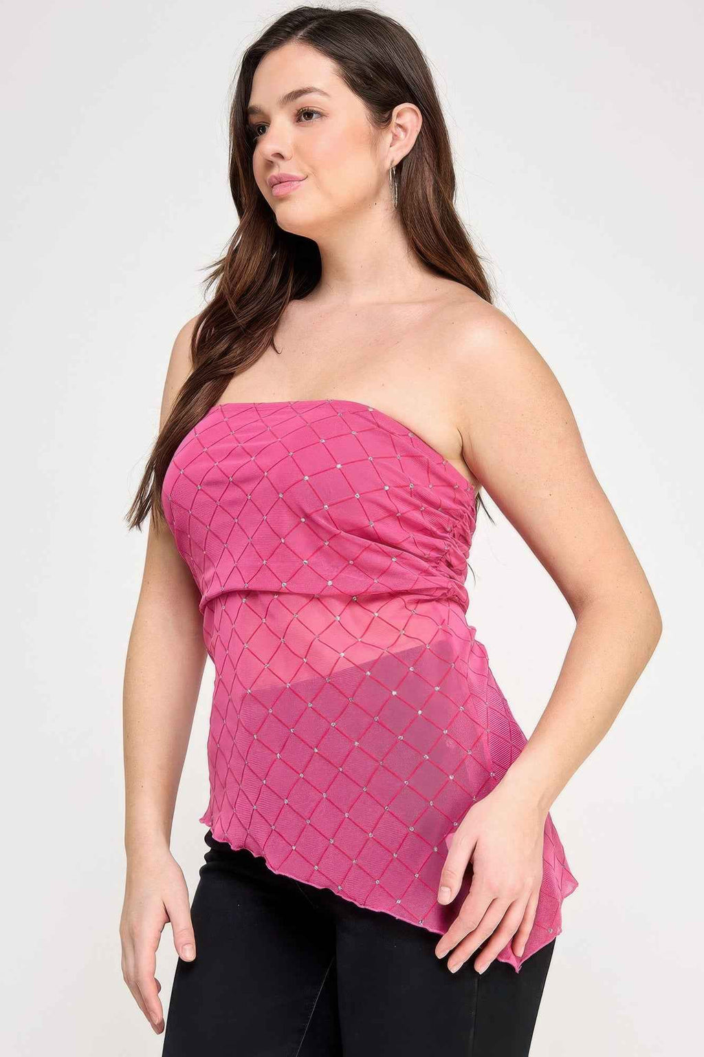 Plus Size Strapless Tube Assym Hem Top - Mr Lou’s Place