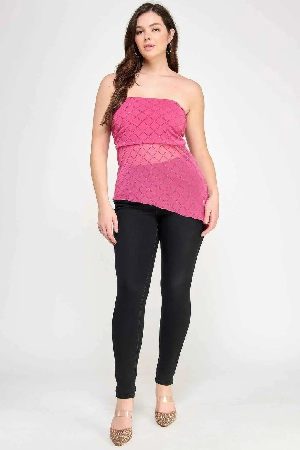 Plus Size Strapless Tube Assym Hem Top - Mr Lou’s Place