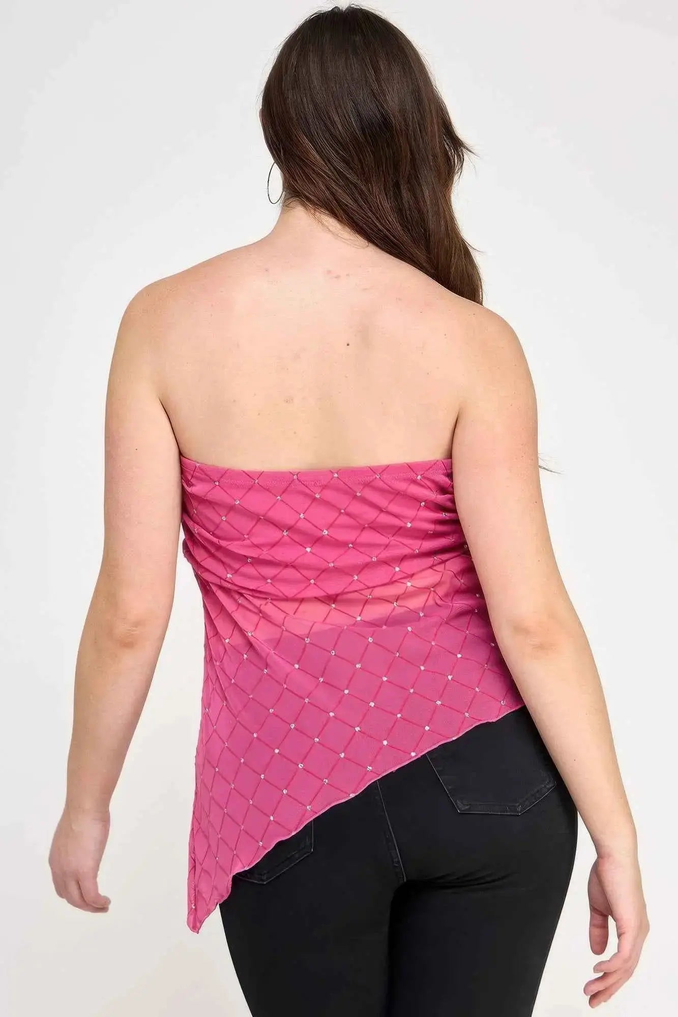 Plus Size Strapless Tube Assym Hem Top - Mr Lou’s Place