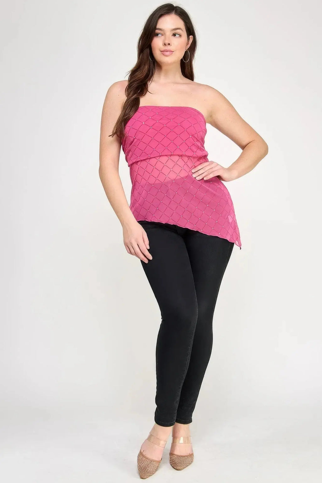 Plus Size Strapless Tube Assym Hem Top - Mr Lou’s Place