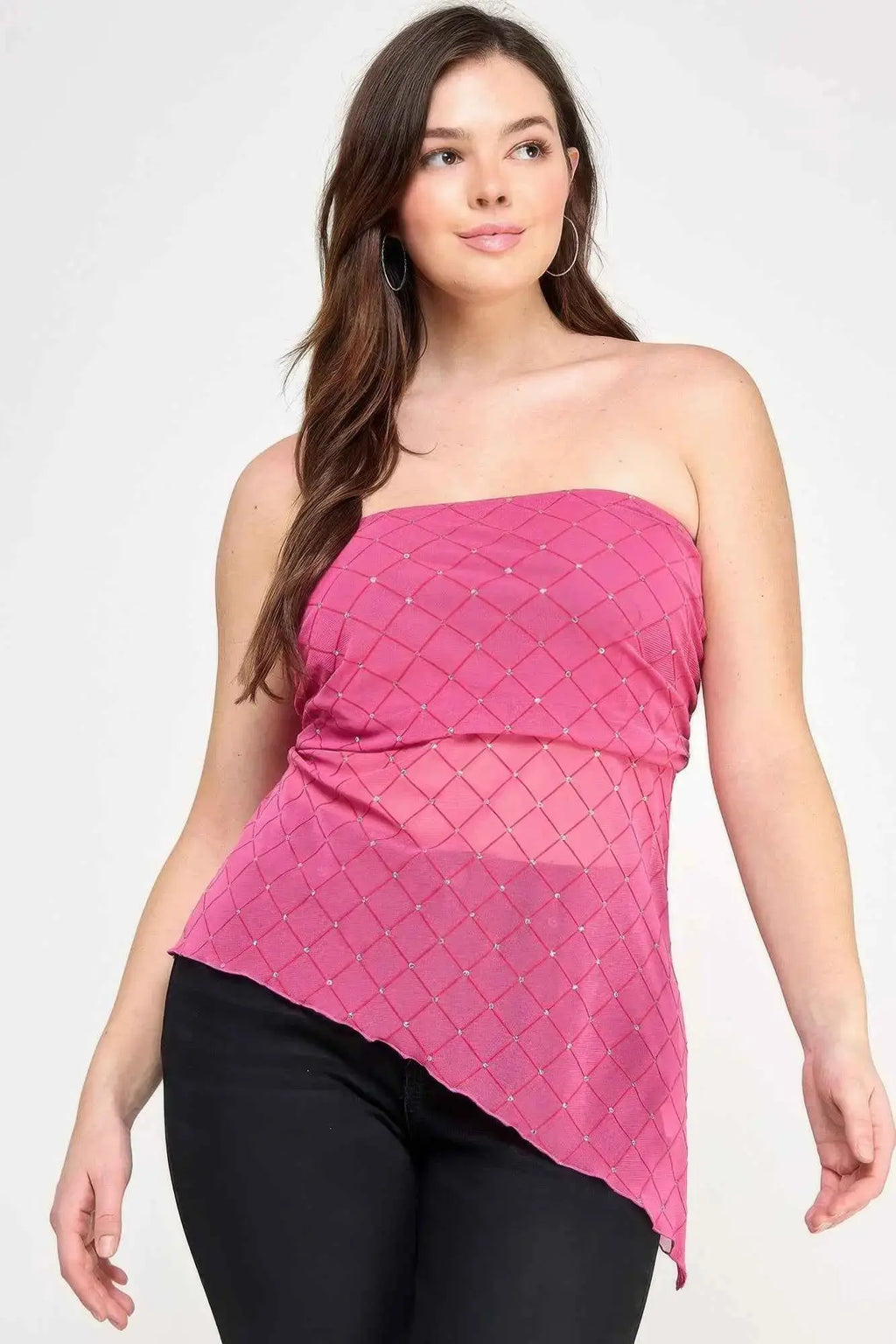 Plus Size Strapless Tube Assym Hem Top - Mr Lou’s Place