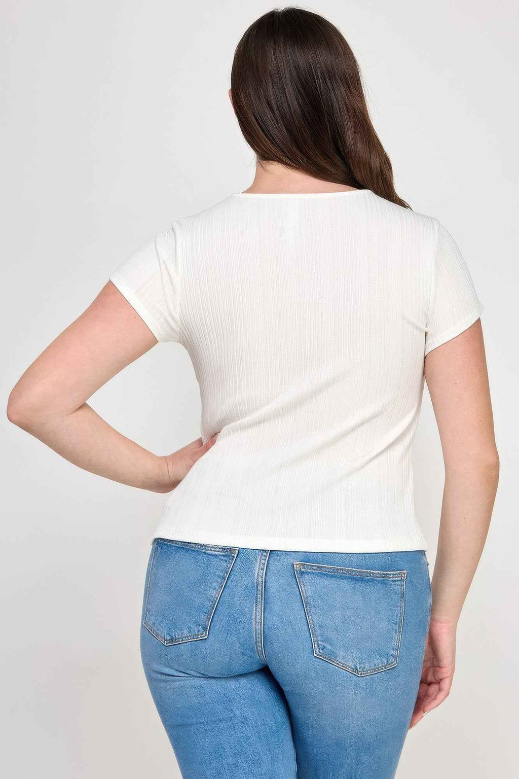 Plus Size Variegated Knit Rib Twist Front Top - Mr Lou’s Place
