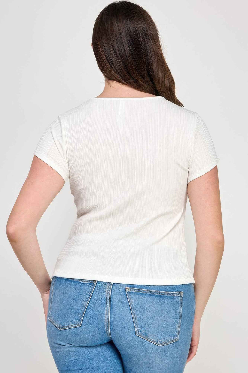 Plus Size Variegated Knit Rib Twist Front Top - Mr Lou’s Place