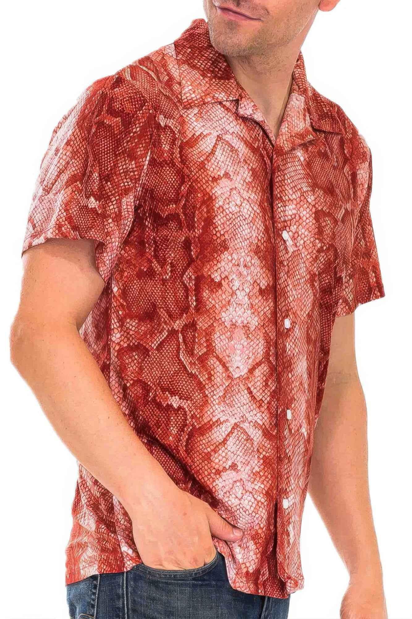 Red Snake Button Down Shirt - Mr Lou’s Place