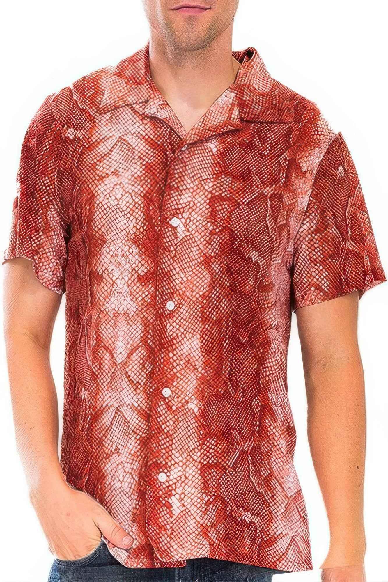 Red Snake Button Down Shirt - Mr Lou’s Place