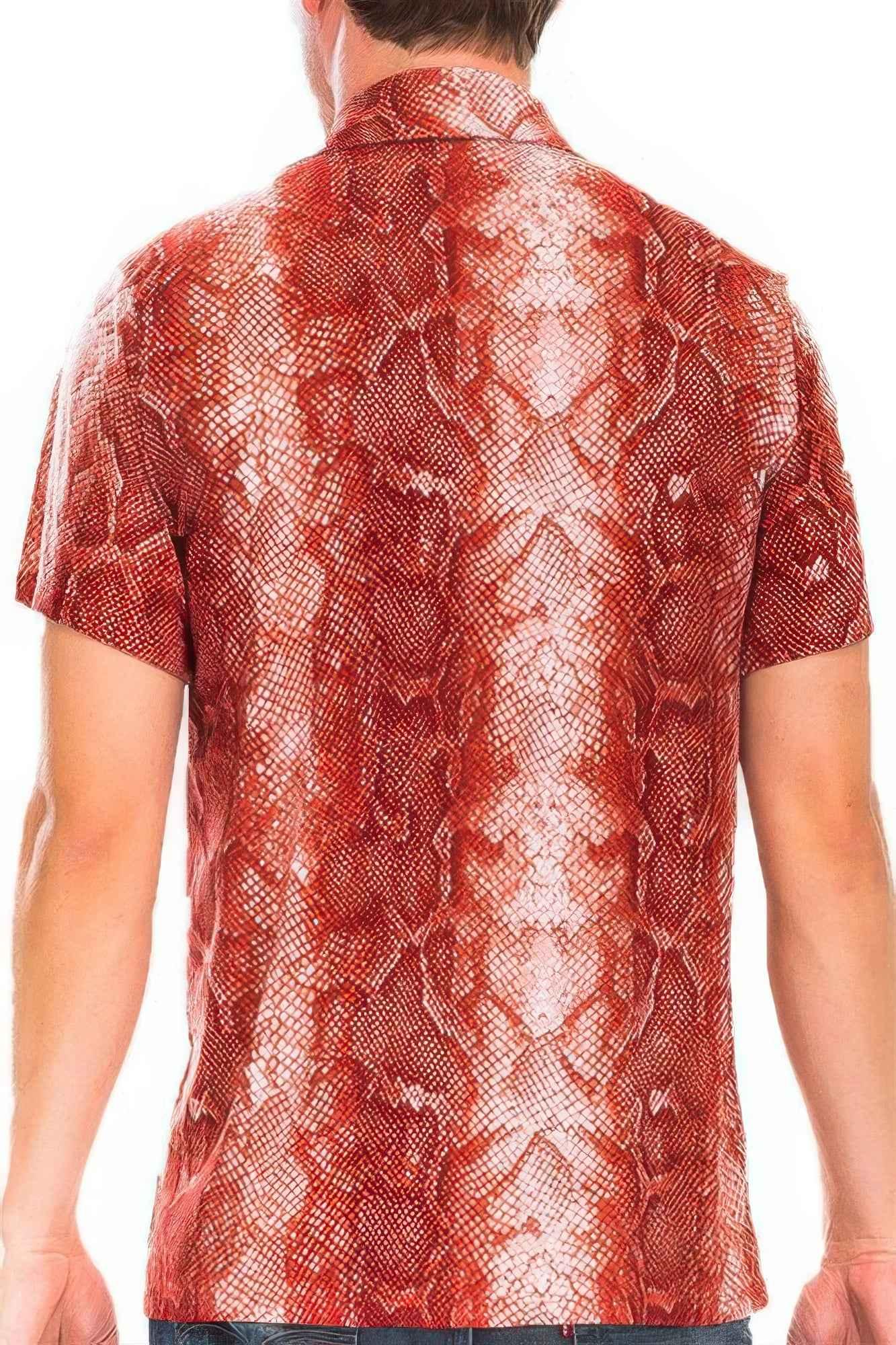 Red Snake Button Down Shirt - Mr Lou’s Place