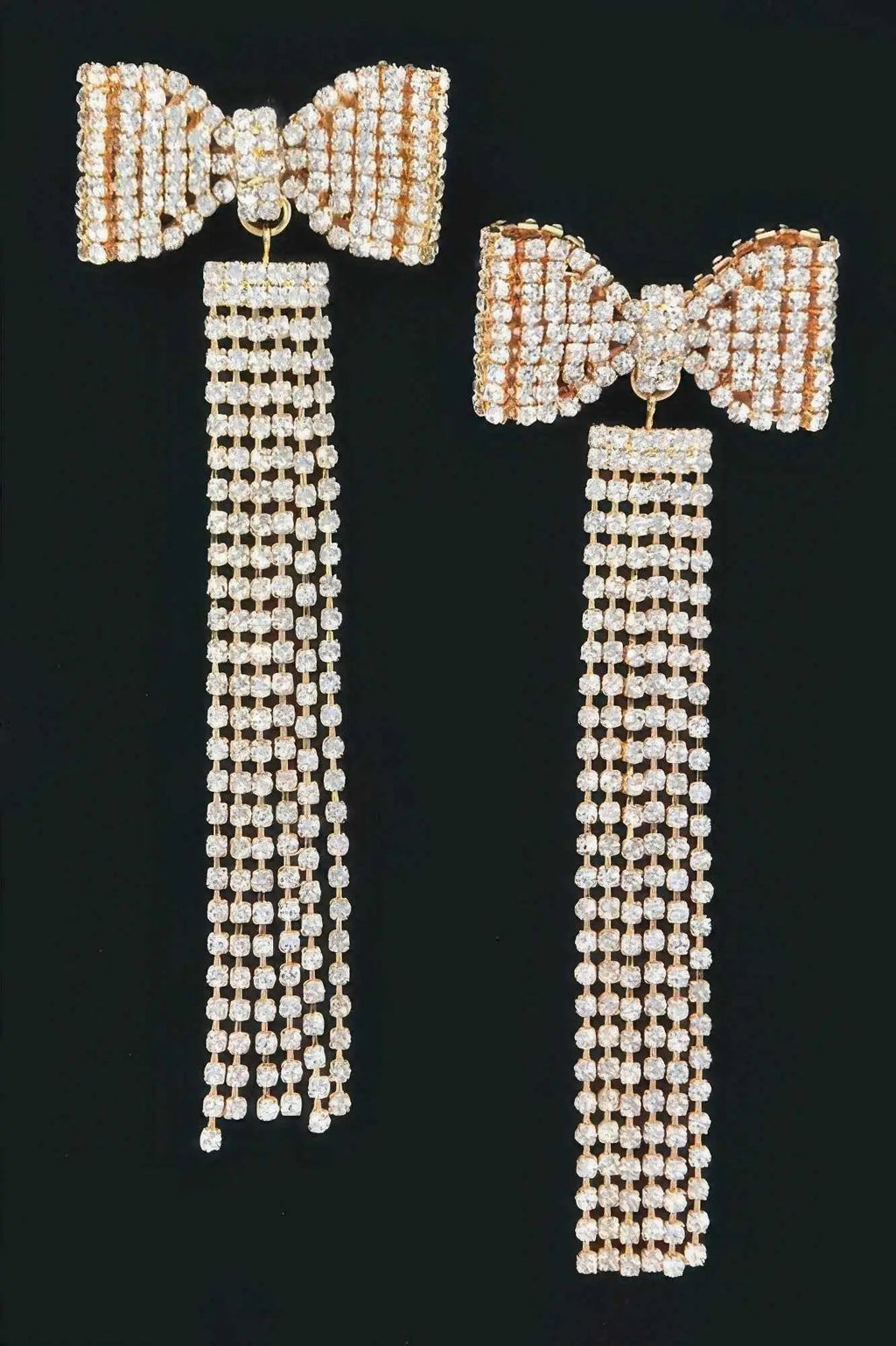 Rhinestone Bow Fringe Earring - Mr Lou’s Place