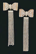 Rhinestone Bow Fringe Earring - Mr Lou’s Place