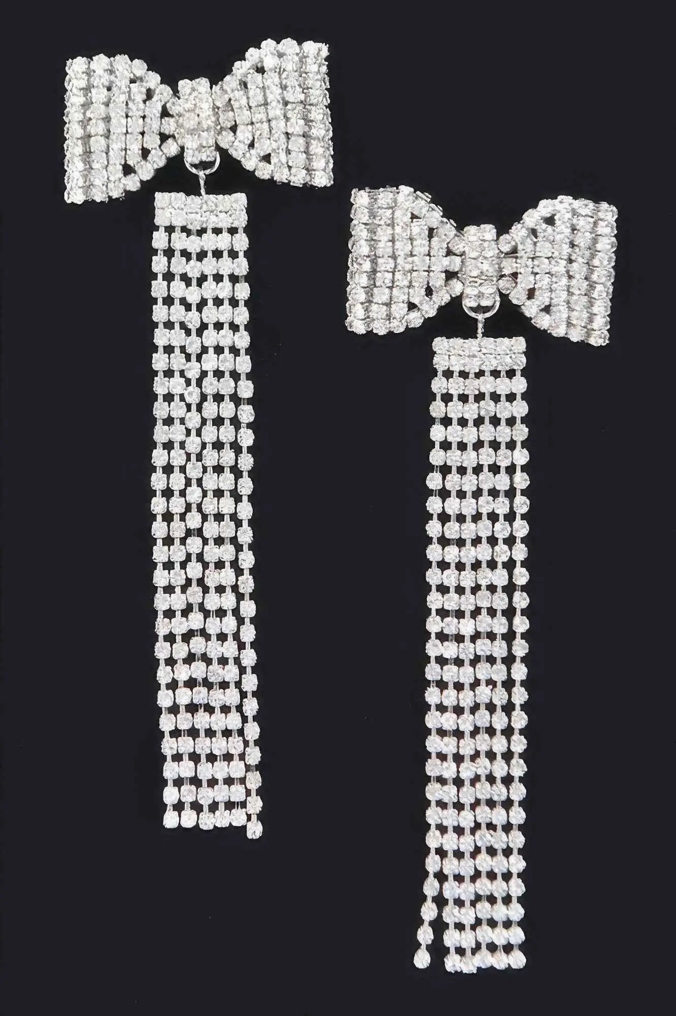 Rhinestone Bow Fringe Earring - Mr Lou’s Place