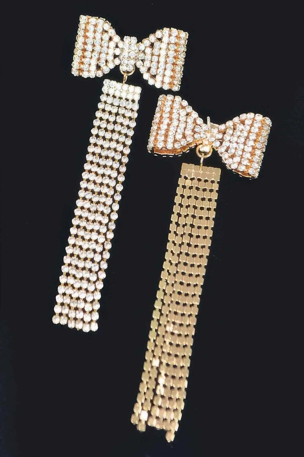 Rhinestone Bow Fringe Earring - Mr Lou’s Place