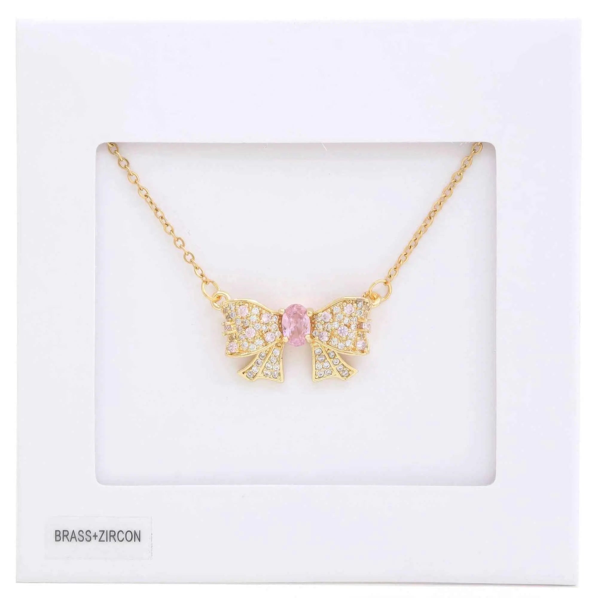 Rhinestone Bow Metal Necklace - Mr Lou’s Place
