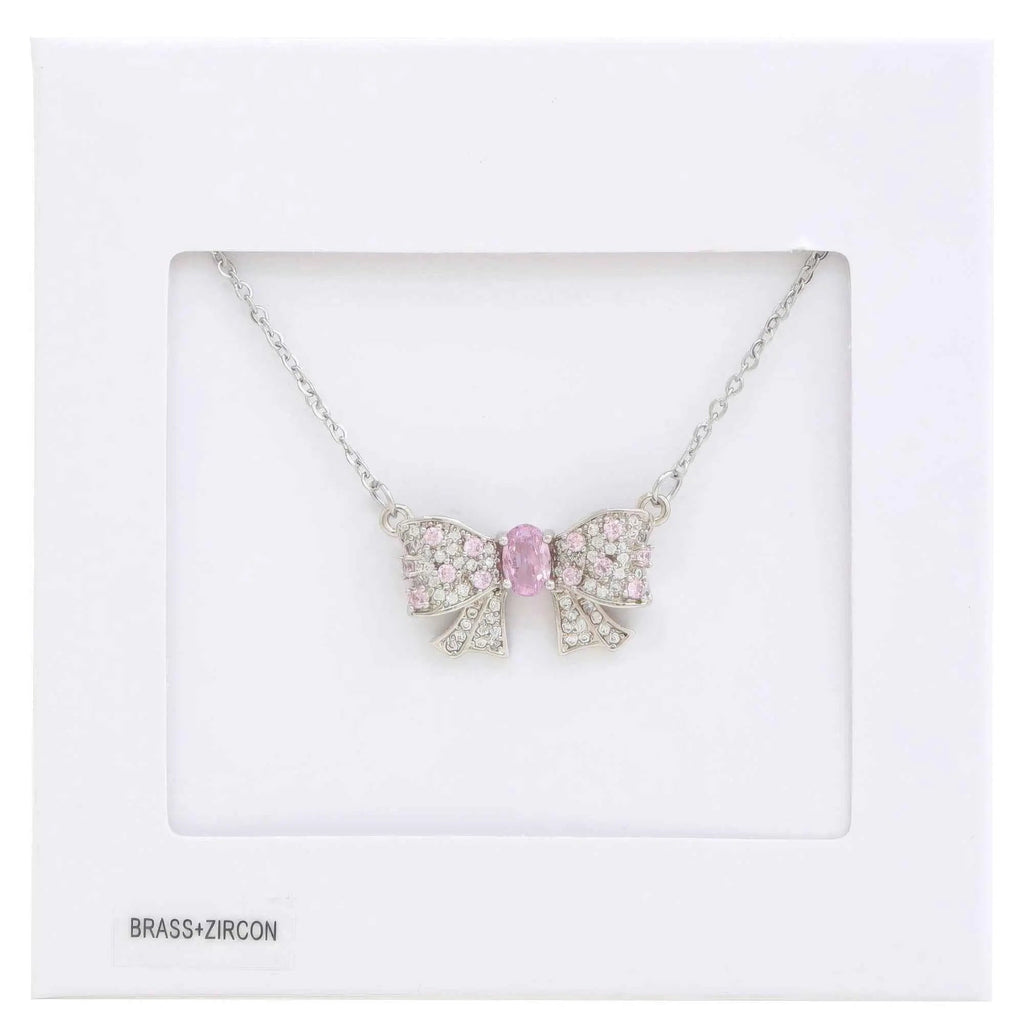 Rhinestone Bow Metal Necklace - Mr Lou’s Place