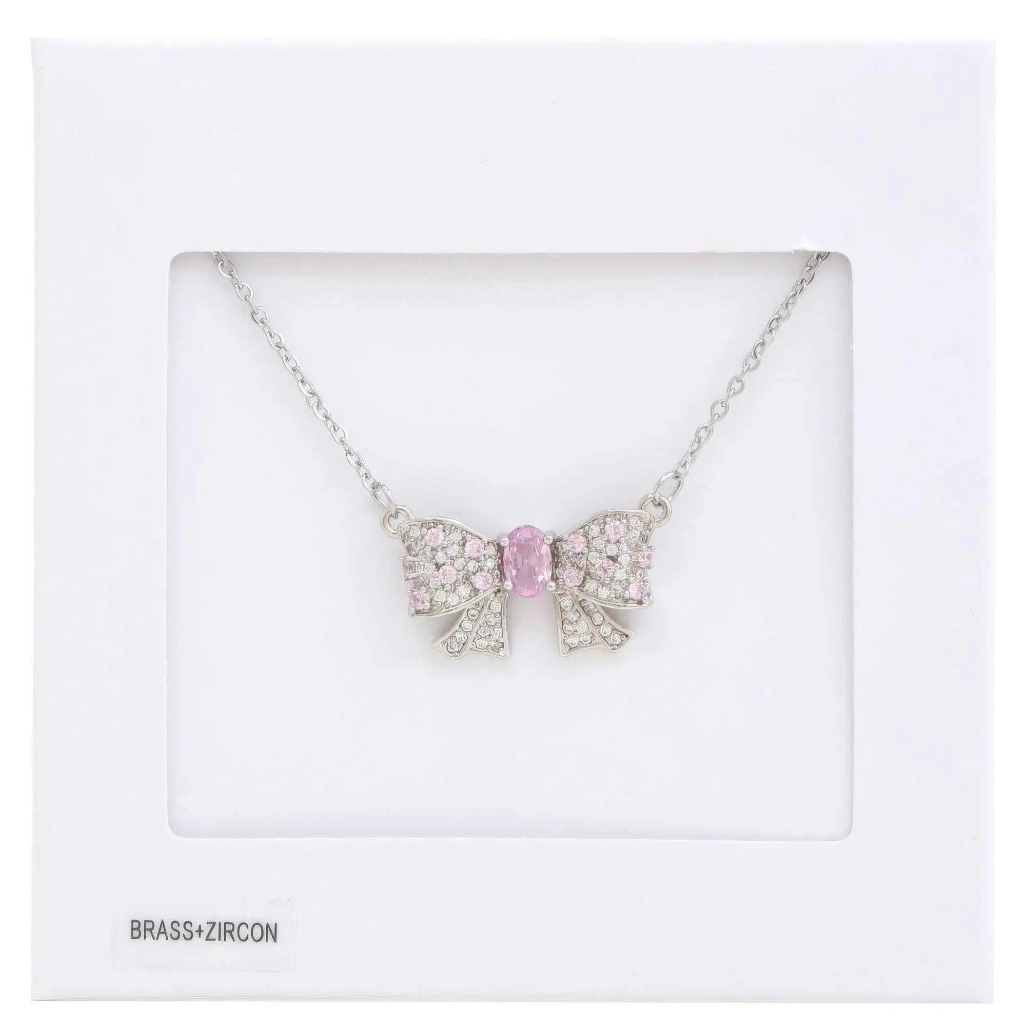 Rhinestone Bow Metal Necklace - Mr Lou’s Place