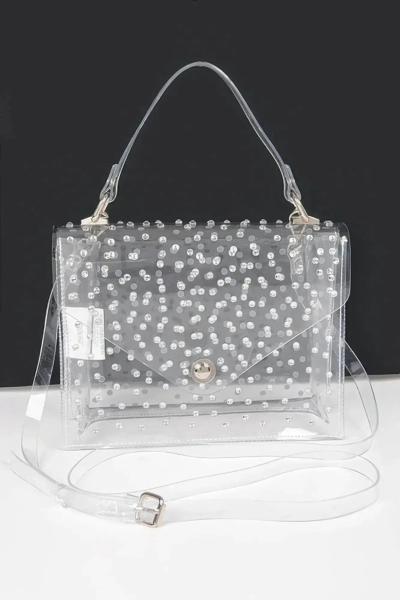 Rhinestone Hot Fix Clear Crossbody Bag - Mr Lou’s Place
