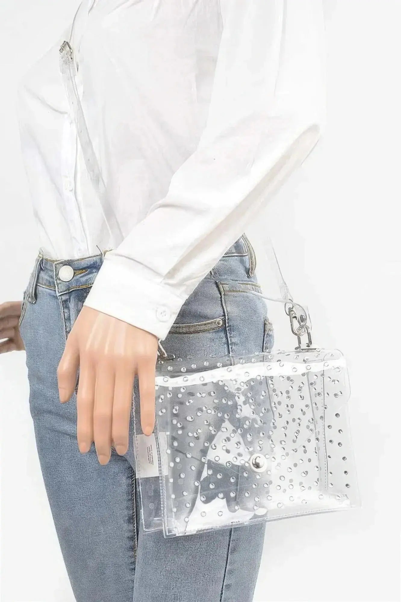 Rhinestone Hot Fix Clear Crossbody Bag - Mr Lou’s Place