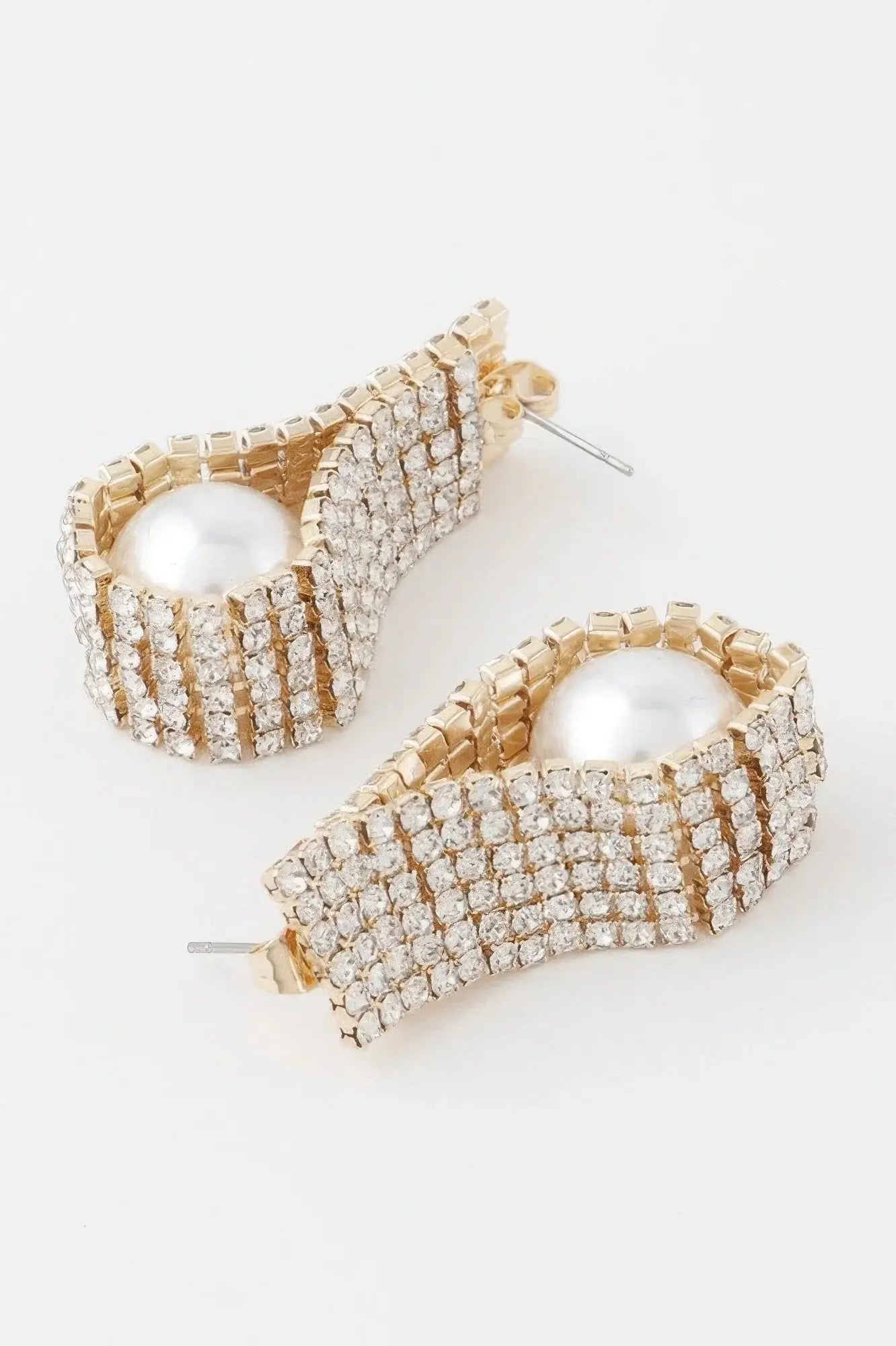 Rhinestone Pearl Wrap Earrings - Mr Lou’s Place