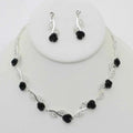 Rhinestone Rose Necklace Earring Set - Mr Lou’s Place