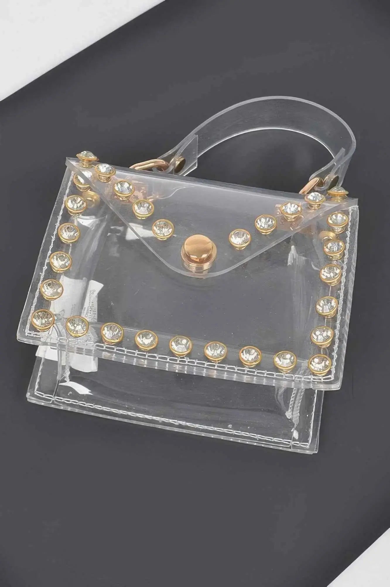 Rhinestone Stud Transparent Mini Bag - Mr Lou’s Place