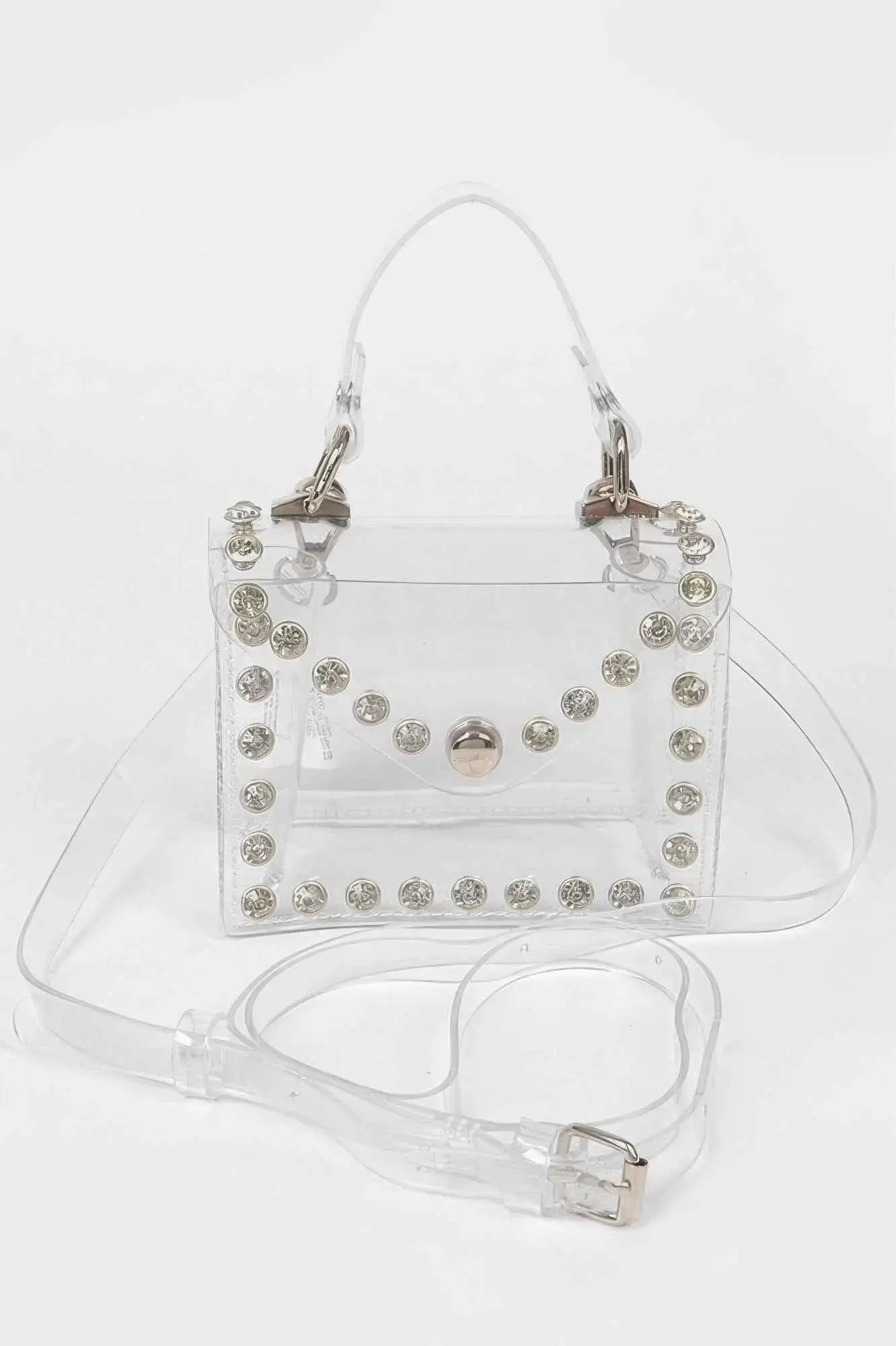 Rhinestone Stud Transparent Mini Bag - Mr Lou’s Place