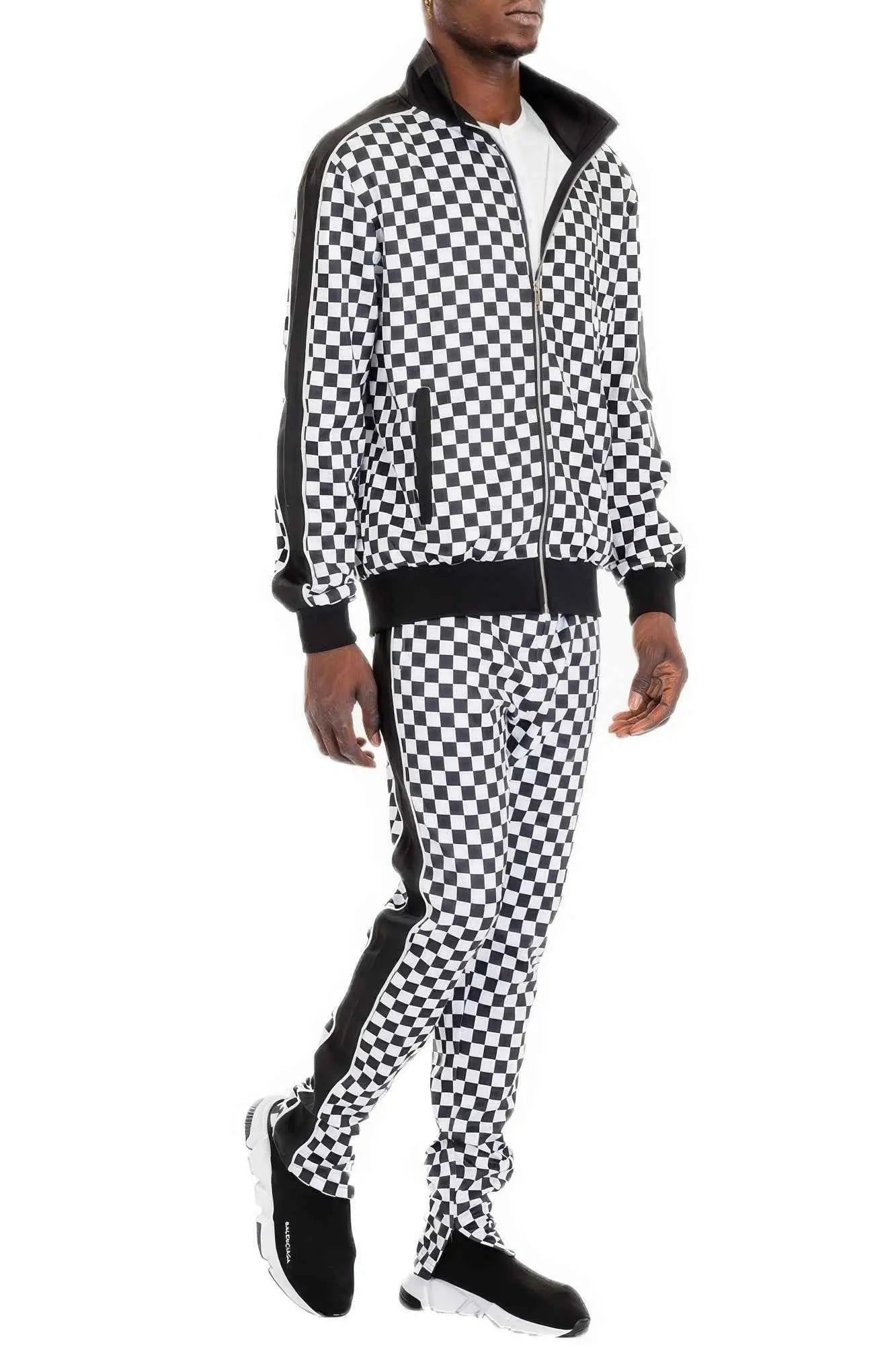 Rich Checkered Track Pants - Mr Lou’s Place