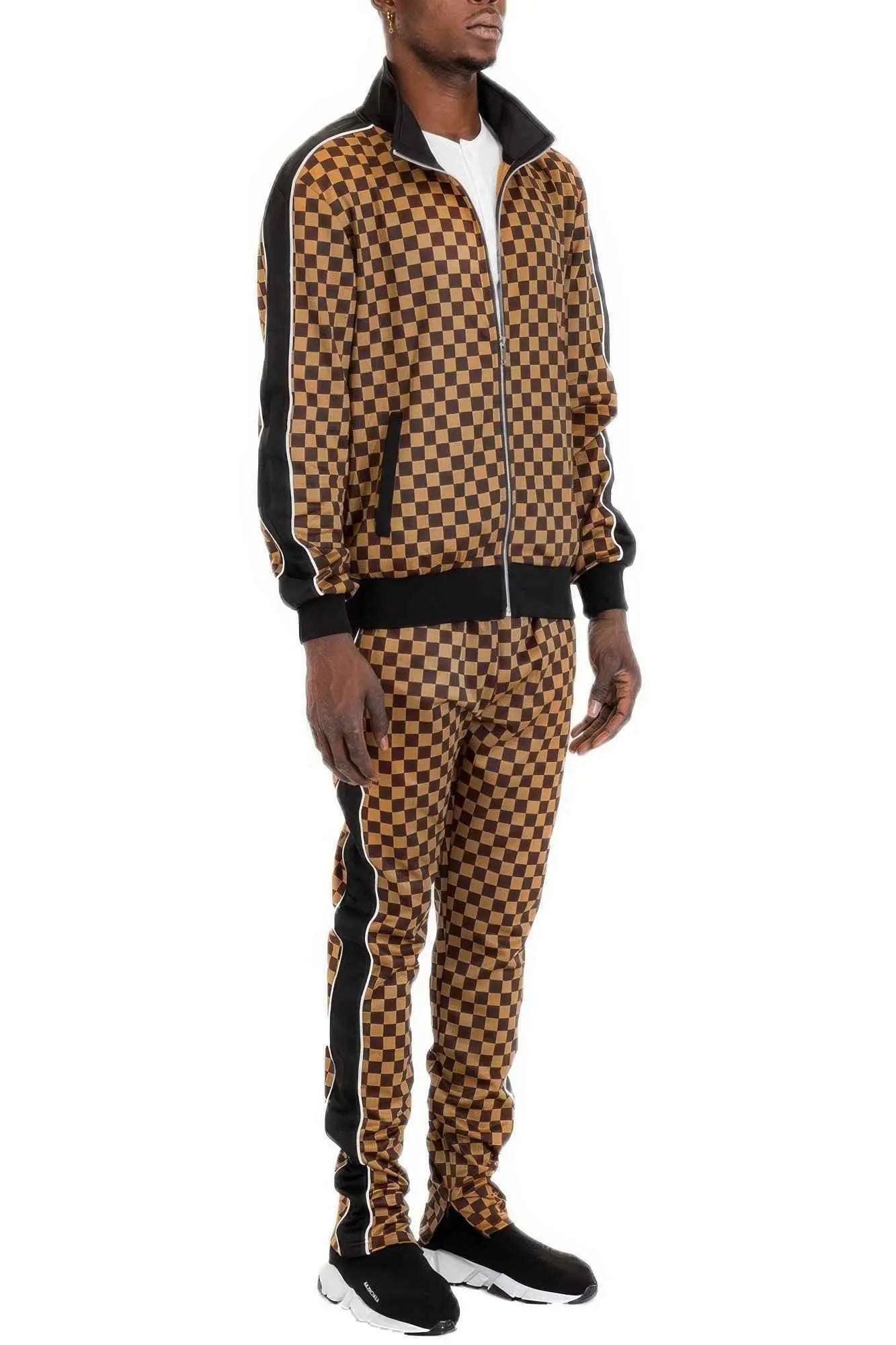 Rich Checkered Track Pants - Mr Lou’s Place