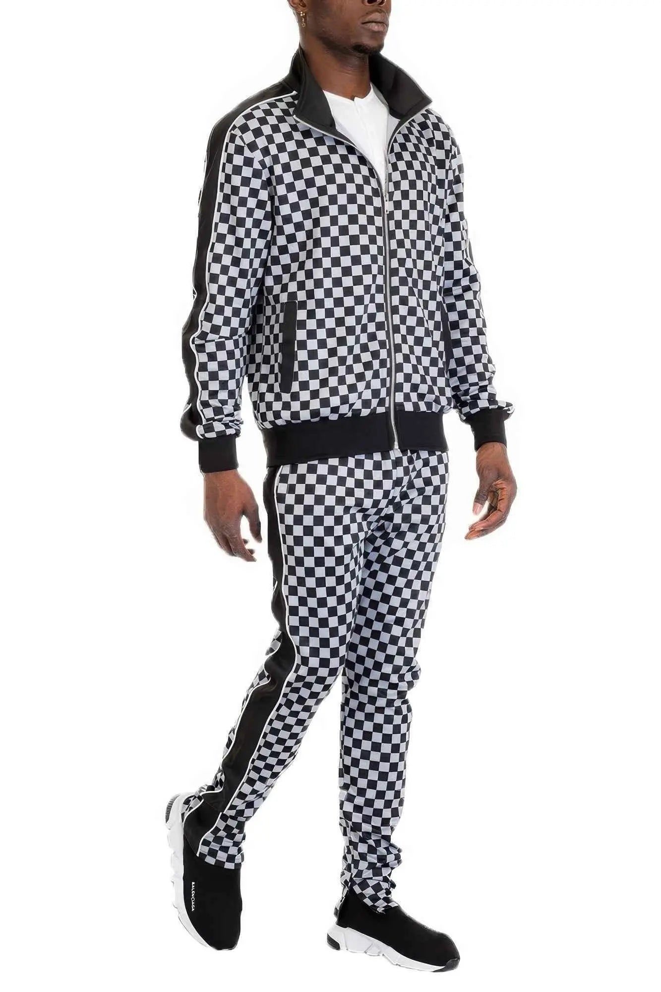 Rich Checkered Track Pants - Mr Lou’s Place