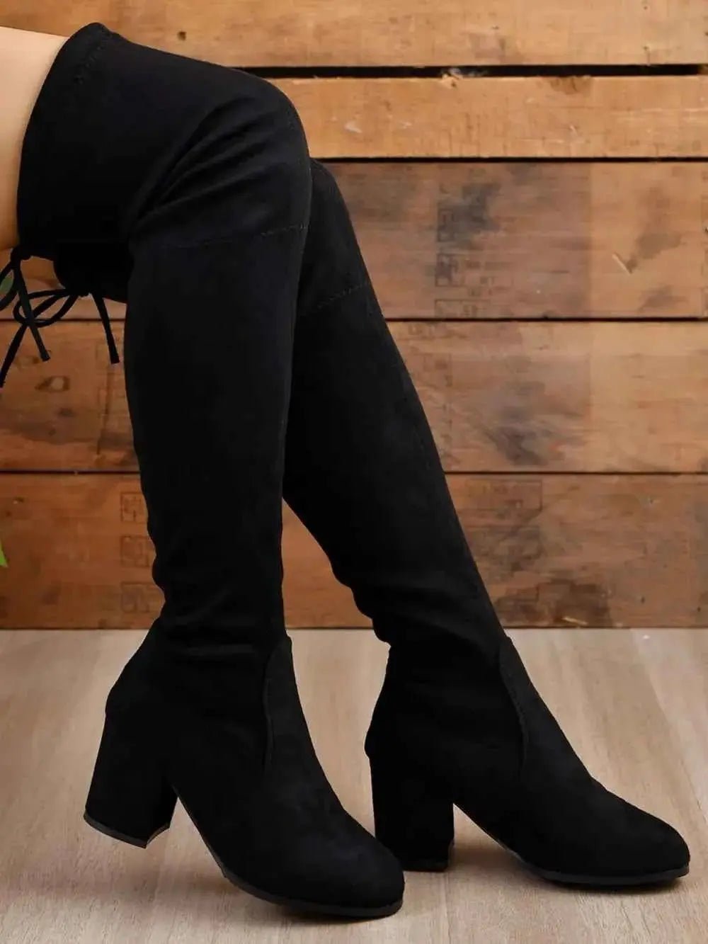 Round Toe Block Heel Boots - Mr Lou’s Place