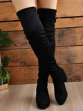 Round Toe Block Heel Boots - Mr Lou’s Place