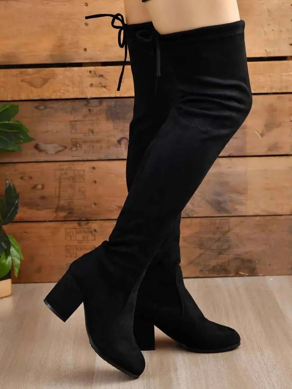 Round Toe Block Heel Boots - Mr Lou’s Place